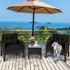 3 Piece Brown PE Rattan Outdoor Dining Patio Furniture Set