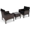 3 Piece Brown PE Rattan Outdoor Dining Patio Furniture Set