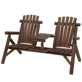 Adirondack Patio 2 Chair Lounger with Center Coffee Table (Option: Brown)
