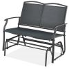 2 Seat Mesh Patio Loveseat Sw g Glider Rocker with Armrests