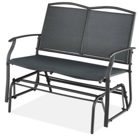 2 Seat Mesh Patio Loveseat Sw g Glider Rocker with Armrests (Option: Charcoal)