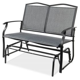 2 Seater Mesh Patio Loveseat Sw g Glider Rocker with Armrests (Option: Grey)