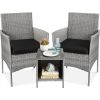 3 Piece Grey PE Wicker Outdoor Patio Furniture Dining Set
