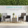 3 Piece Grey PE Wicker Outdoor Patio Furniture Dining Set