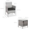 3 Piece Grey PE Wicker Outdoor Patio Furniture Dining Set