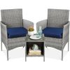 3 Piece Grey PE Wicker Outdoor Patio Furniture Dining Set