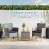 3 Piece Grey PE Wicker Outdoor Patio Furniture Dining Set