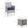 3 Piece Grey PE Wicker Outdoor Patio Furniture Dining Set