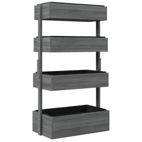 4 Tier Vertical Wooden Planter Box Raised Bed (Option: Grey)
