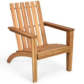 Indoor/Outdoor Acacia Wood Adirondack Lounge Armchair (Option: Natural)