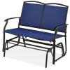 2 Seat Mesh Patio Loveseat Sw g Glider Rocker with Armrests