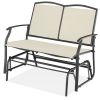 2 Seat Mesh Patio Loveseat Sw g Glider Rocker with Armrests