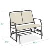 2 Seat Mesh Patio Loveseat Sw g Glider Rocker with Armrests