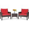 3 Piece Brown PE Rattan Outdoor Dining Patio Furniture Set