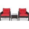 3 Piece Brown PE Rattan Outdoor Dining Patio Furniture Set