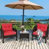 3 Piece Brown PE Rattan Outdoor Dining Patio Furniture Set