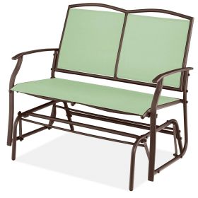 2 Seat Mesh Patio Loveseat Sw g Glider Rocker with Armrests (Option: Sage)