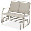 2 Seat Mesh Patio Loveseat Sw g Glider Rocker with Armrests