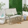 2 Seat Mesh Patio Loveseat Sw g Glider Rocker with Armrests