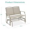 2 Seat Mesh Patio Loveseat Sw g Glider Rocker with Armrests