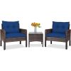 3 Piece Brown PE Rattan Outdoor Dining Patio Furniture Set