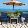 3 Piece Brown PE Rattan Outdoor Dining Patio Furniture Set