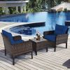 3 Piece Brown PE Rattan Outdoor Dining Patio Furniture Set