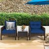 3 Piece Brown PE Rattan Outdoor Dining Patio Furniture Set